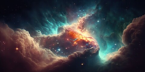 Fototapeta na wymiar Colorful space galaxy cloud nebula. Stary night cosmos. Universe science astronomy. Supernova background wallpaper 