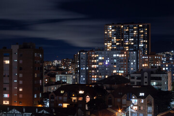 Naklejka premium Typically modern residential skyscrapers at bogota north city long exposure shot