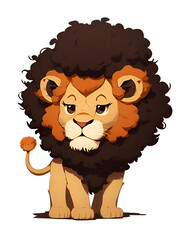 cute cartoon lion with an afro hairstyle v3