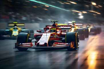 f1 race cars speeding