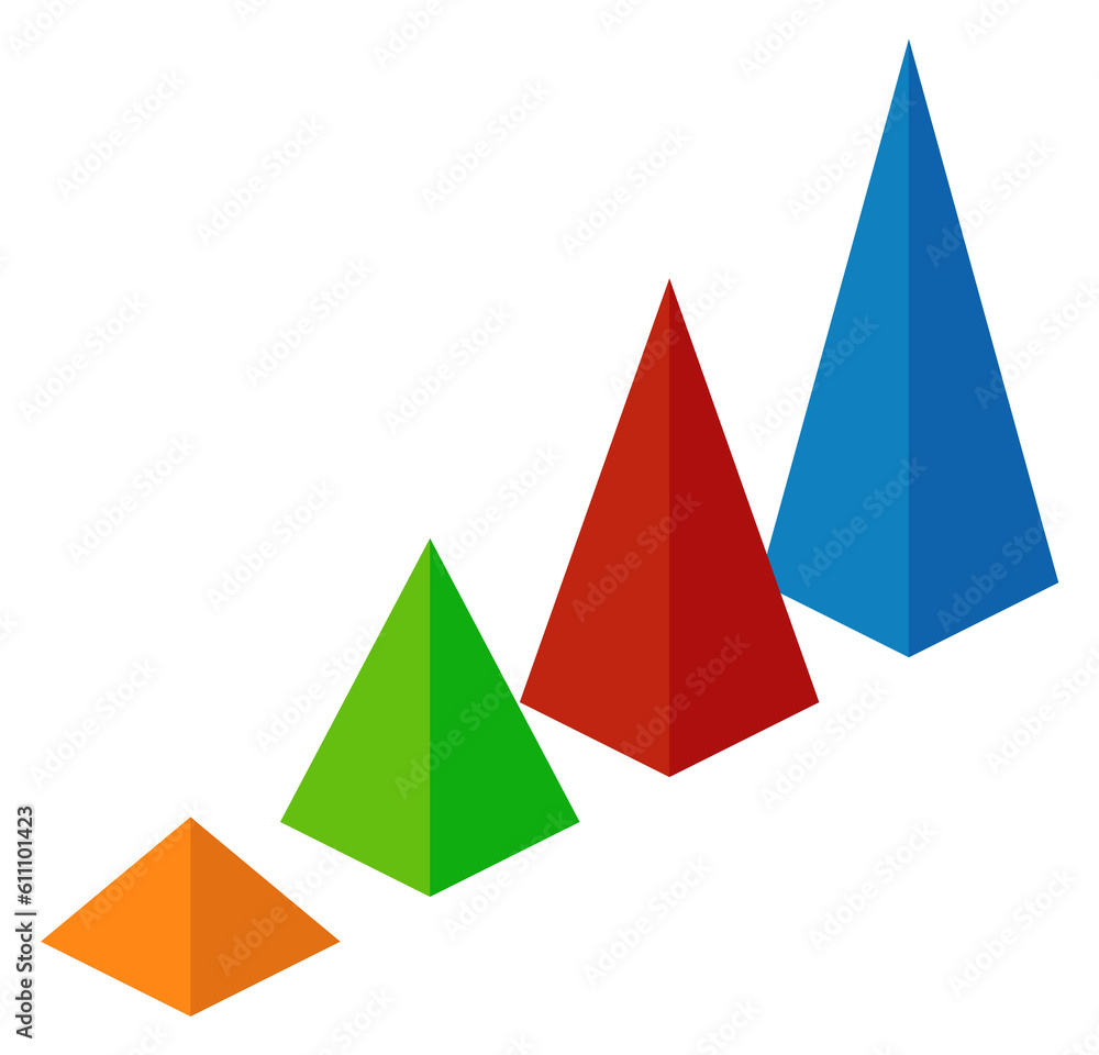 Poster pyramid column chart icon. isometric color element
