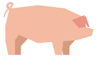 Pig icon. Pink farm animal in polygonal style