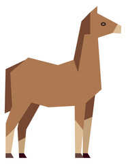 Brown baby horse in polygonal style. Farm animal