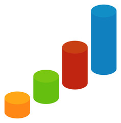 Cylindrical column diagram. Color isometric chart icon