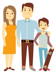 Obraz premium Mother and father with son standing. Happy family portrait