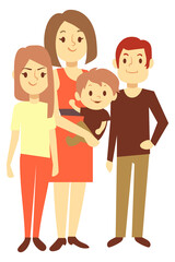 Mother and three kids together. Happy family portrait