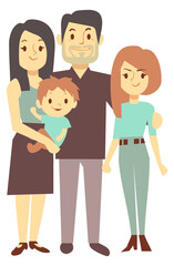 Obraz premium Happy family. Parents standing with kids. People relationship