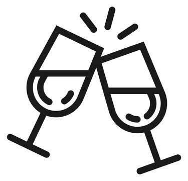 recommend clip art: Drink glasses cheers line icon. Celebration symbol