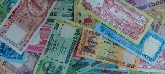 Bangladesh bank taka paper note currency - obrazy, fototapety, plakaty