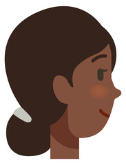 Young woman head side view. Black person portrait