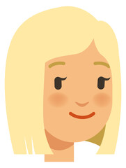 Cute blonde young woman avatar. Female head portrait