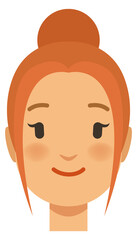 Young woman portrait. Female face cartoon avatar