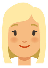 Cartoon blonde girl head. Young woman face