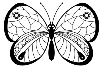 Elegant butterfly with ornate wings. Black moth silhouette