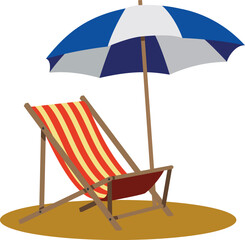 beach chair with umbrella isolated on a white background © Paolo