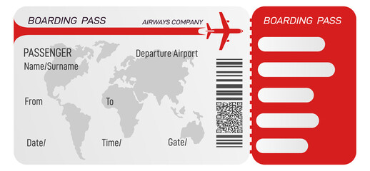 Boarding pass layout. Airplane ticket paper template - obrazy, fototapety, plakaty