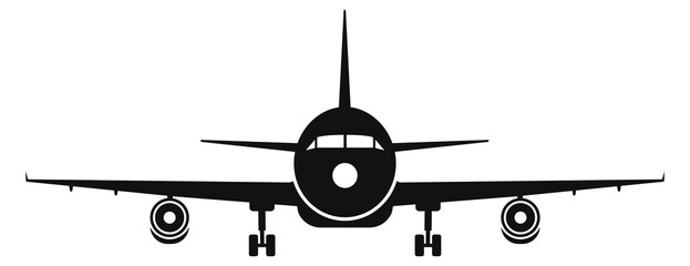 Black airplane silhouette front view. Plane symbol © LadadikArt