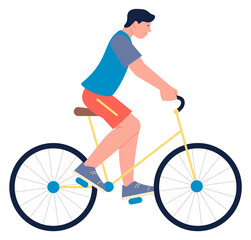 Man riding bicycle. Active young person transport