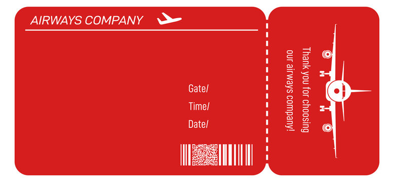 Plane ticket template. Boarding pass document layout