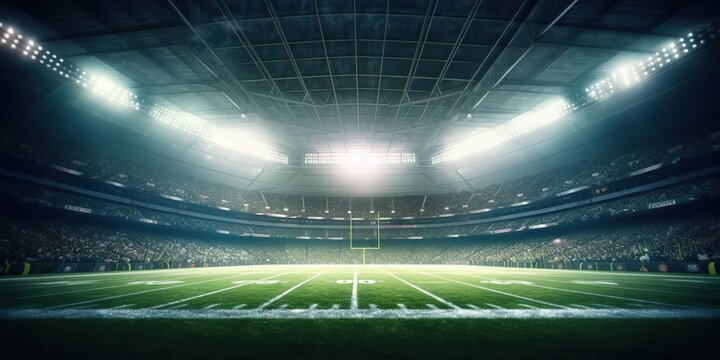 AI Generated. AI Generative. American football rugby arena stadium competition tournament. Fit game sport inspirational vibe. Graphic Art