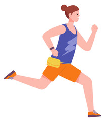 Hurrying woman side view. Urgent rush runner