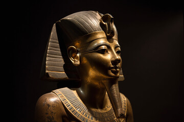 Impressive stone statue of an egyptian king. Ai generated