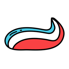 Simple flat toothpase curve blue and red  two colors stripped