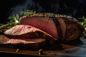 Beef steak presentation, generative ai