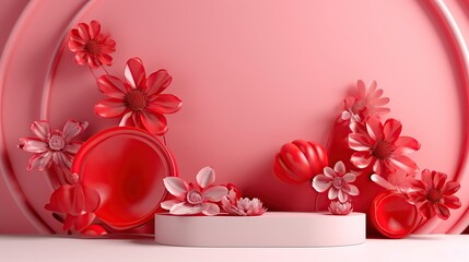Flowers decoration background 3D. Generative AI