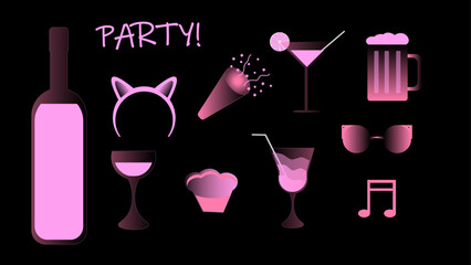 pink party illustrations