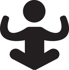 icon of a person who is meditating with his hands up in black