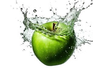 Fototapeta na wymiar Green apple in splash of water created with Generative Al technology