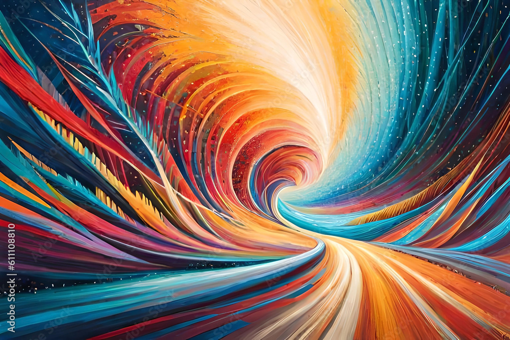 Poster abstract background with explosive bursts of color and dynamic shapes, evoking a sense of energy and