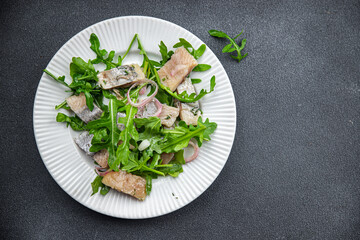 herring slice meal food snack on the table copy space food background rustic top view