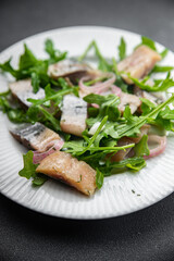 herring slice meal food snack on the table copy space food background rustic top view