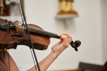 violín, cuerda, música, tocar, instrumento, macro, zoom, mano © MariaFernanda