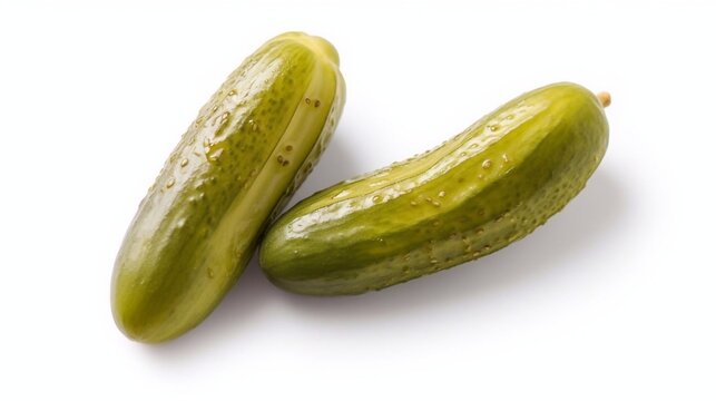 Pickled cucumbers on white background with AI generation