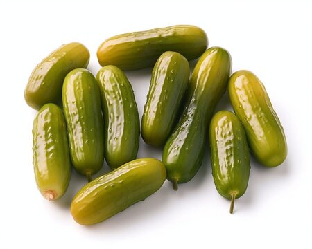 Pickled cucumbers on white background with AI generation