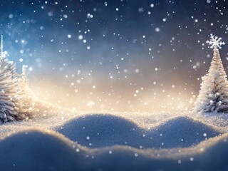 Fototapeta na wymiar christmas background on snowy field in winter. ai generative