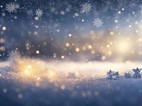 christmas background on snowy field in winter. ai generative