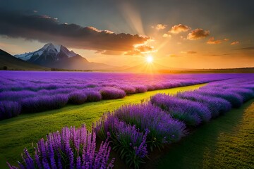 Obraz na płótnie Canvas lavender field at sunset