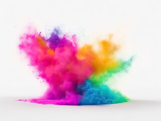 Fototapeta na wymiar Colorful rainbow holi paint splash color on white background. ai generative