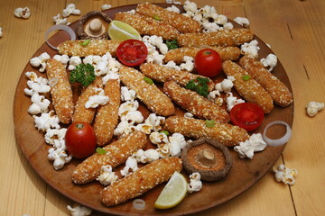 kibbe with popcorn and Tomato's  Lemons Art