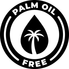 Palm oil free circle black and white icon label on transparent background