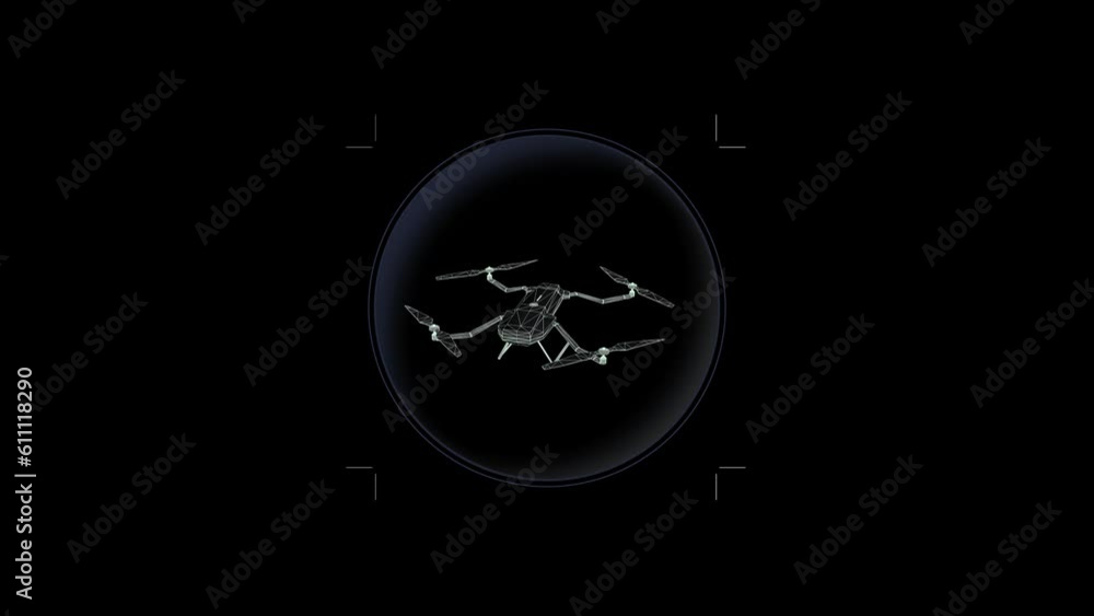 Poster hud element - animation of 3d virtual drone.