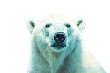 Fototapeta premium a majestic Polar bear portrait, frontal view, Wildlife-themed, photorealistic illustrations in a PNG, cutout, and isolated. Generative AI