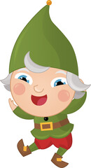 cartoon scene with colorful happy cheerful dwarf isolated illustration for children