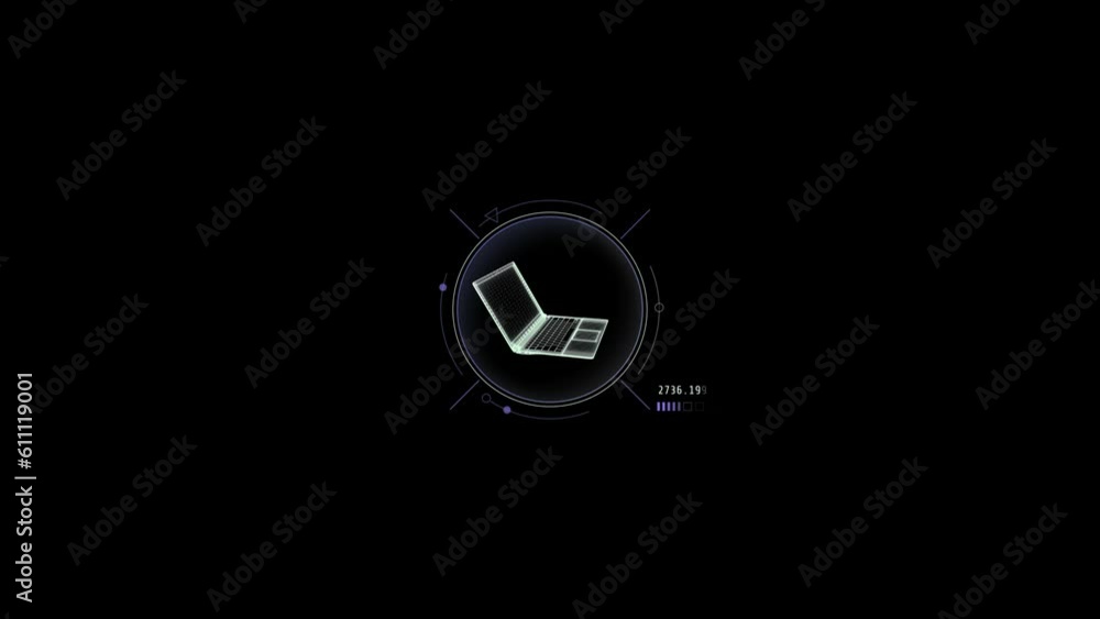 Poster hud element - animation of 3d virtual laptop.