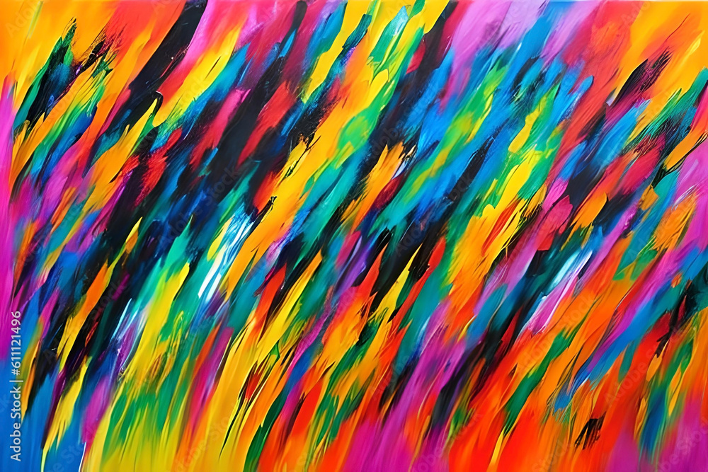 Poster abstract background with explosive bursts of color and dynamic shapes, evoking a sense of energy and