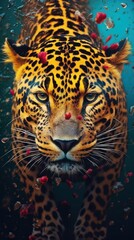 Fototapeta na wymiar Comic-Style Leopard Hunter in the Jungle. Generative AI